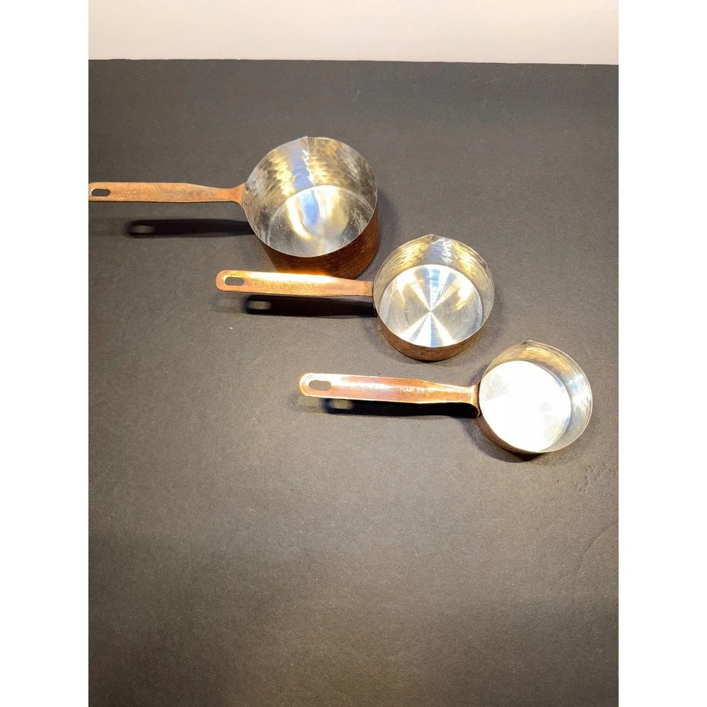 3 Hammered Copper Measuring Cups Rustic Farmhouse Kitchen Decor 1 1/2 1/3